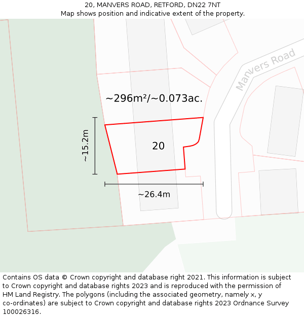 20, MANVERS ROAD, RETFORD, DN22 7NT: Plot and title map