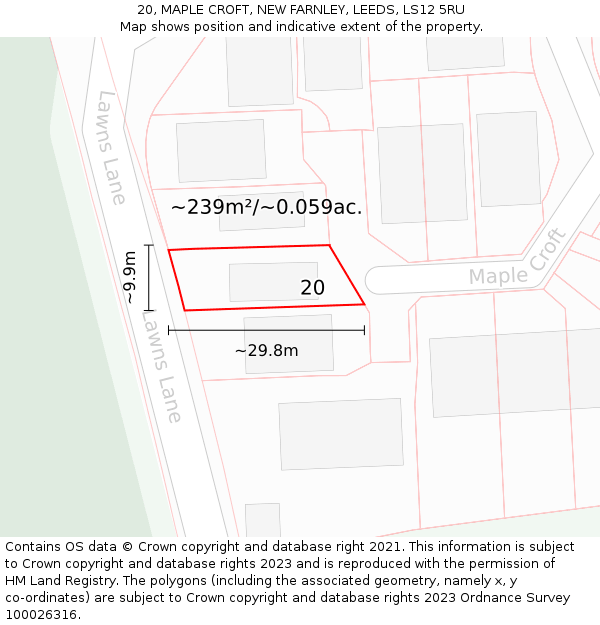 20, MAPLE CROFT, NEW FARNLEY, LEEDS, LS12 5RU: Plot and title map