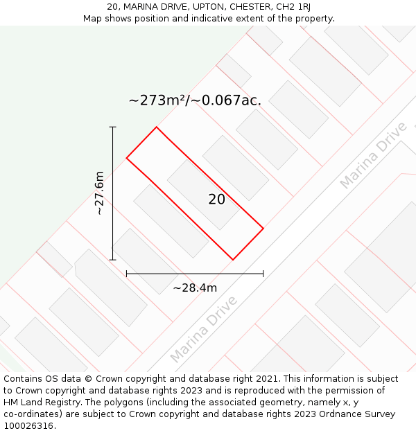 20, MARINA DRIVE, UPTON, CHESTER, CH2 1RJ: Plot and title map