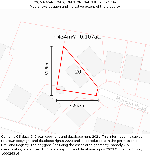 20, MARKAN ROAD, IDMISTON, SALISBURY, SP4 0AY: Plot and title map