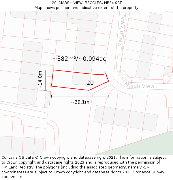20, MARSH VIEW, BECCLES, NR34 9RT: Plot and title map