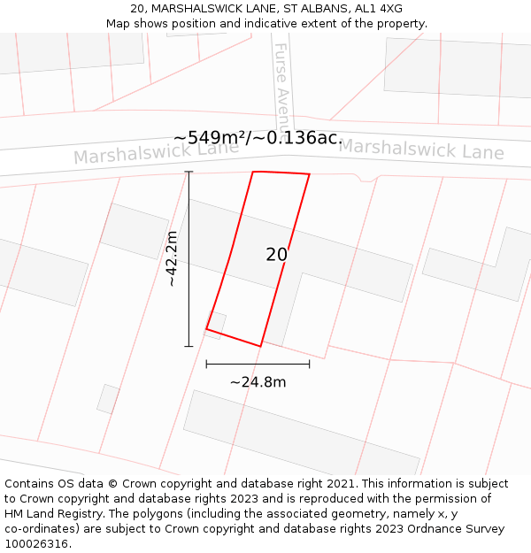 20, MARSHALSWICK LANE, ST ALBANS, AL1 4XG: Plot and title map