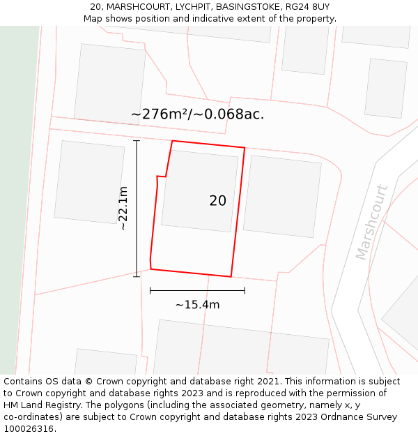 20, MARSHCOURT, LYCHPIT, BASINGSTOKE, RG24 8UY: Plot and title map