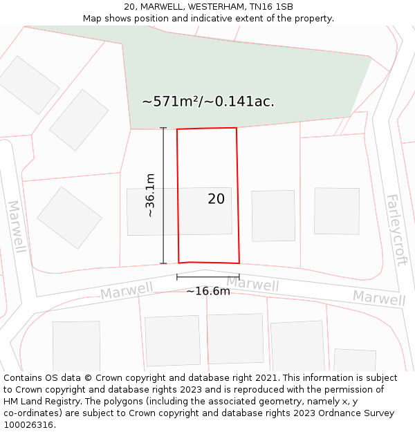 20, MARWELL, WESTERHAM, TN16 1SB: Plot and title map
