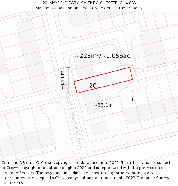 20, MAYFIELD PARK, SALTNEY, CHESTER, CH4 8FA: Plot and title map