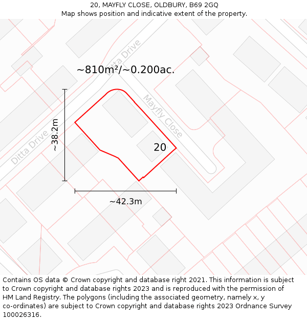 20, MAYFLY CLOSE, OLDBURY, B69 2GQ: Plot and title map