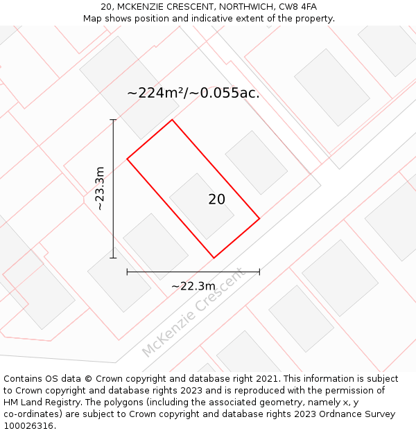 20, MCKENZIE CRESCENT, NORTHWICH, CW8 4FA: Plot and title map