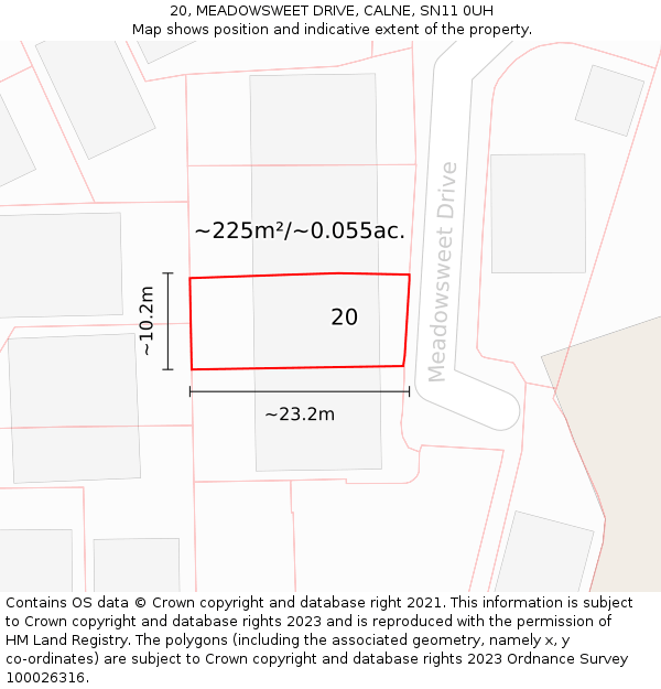 20, MEADOWSWEET DRIVE, CALNE, SN11 0UH: Plot and title map