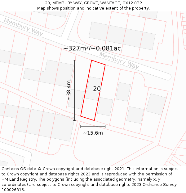 20, MEMBURY WAY, GROVE, WANTAGE, OX12 0BP: Plot and title map