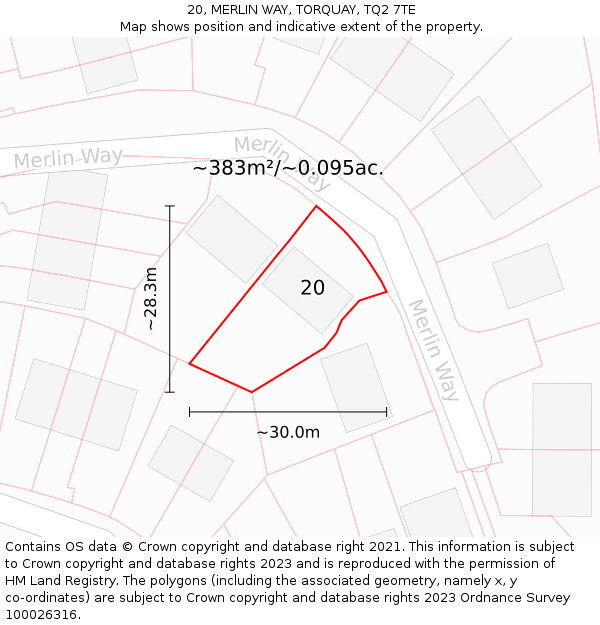 20, MERLIN WAY, TORQUAY, TQ2 7TE: Plot and title map