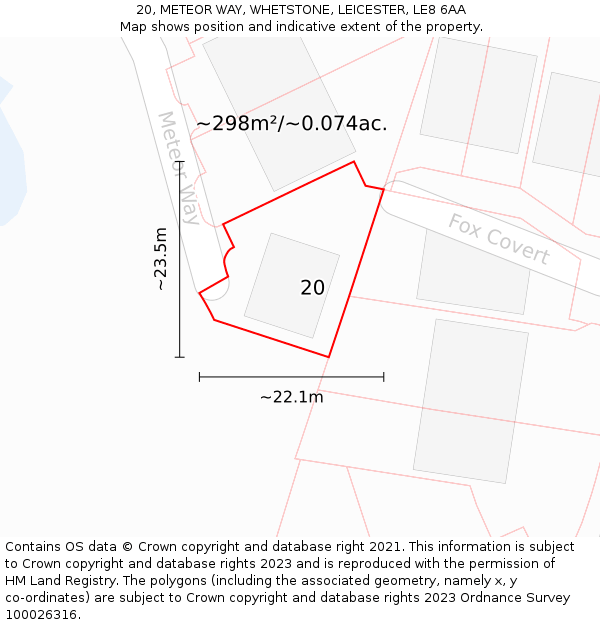 20, METEOR WAY, WHETSTONE, LEICESTER, LE8 6AA: Plot and title map