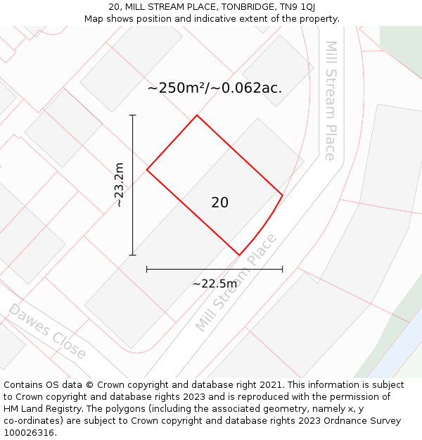 20, MILL STREAM PLACE, TONBRIDGE, TN9 1QJ: Plot and title map