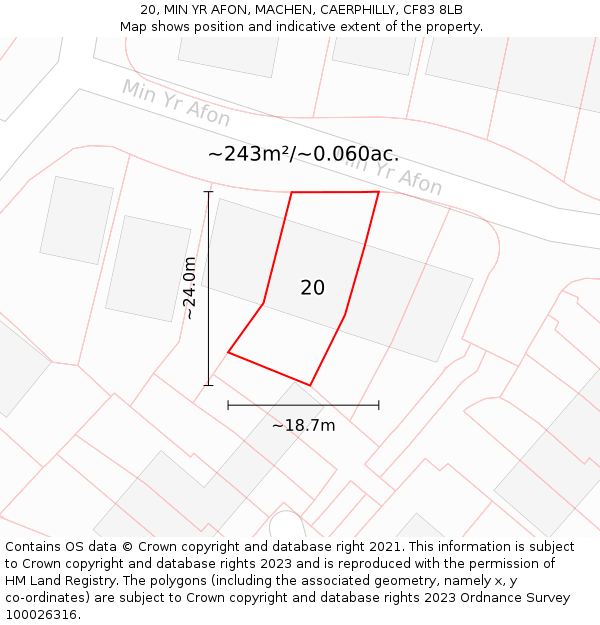 20, MIN YR AFON, MACHEN, CAERPHILLY, CF83 8LB: Plot and title map