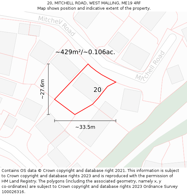 20, MITCHELL ROAD, WEST MALLING, ME19 4RF: Plot and title map
