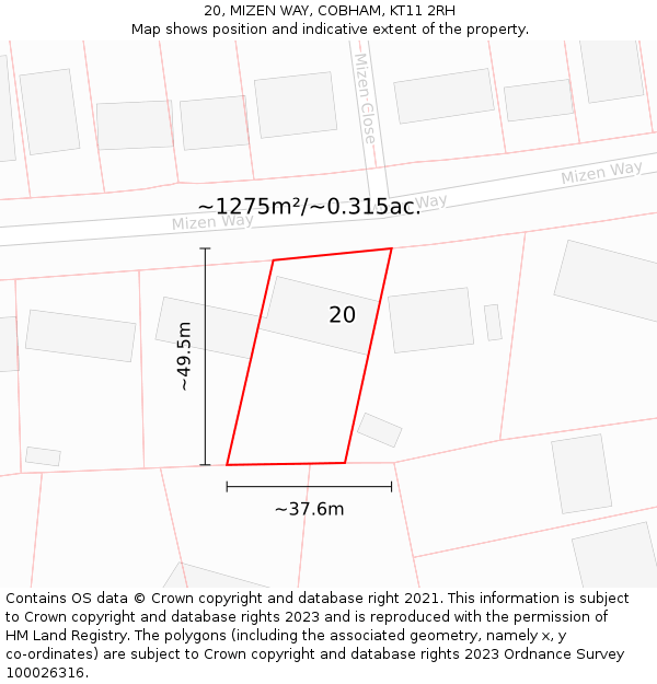 20, MIZEN WAY, COBHAM, KT11 2RH: Plot and title map