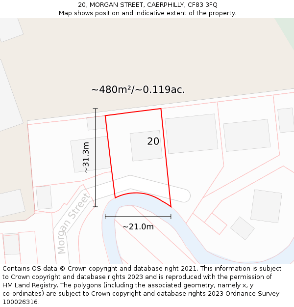 20, MORGAN STREET, CAERPHILLY, CF83 3FQ: Plot and title map