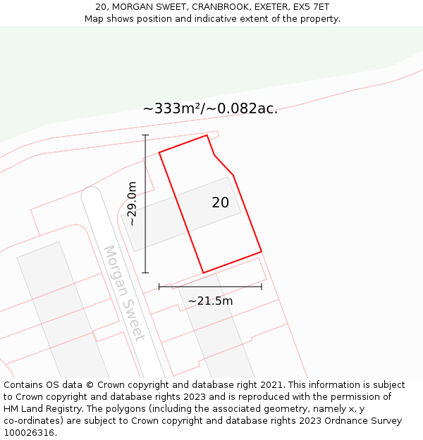20, MORGAN SWEET, CRANBROOK, EXETER, EX5 7ET: Plot and title map