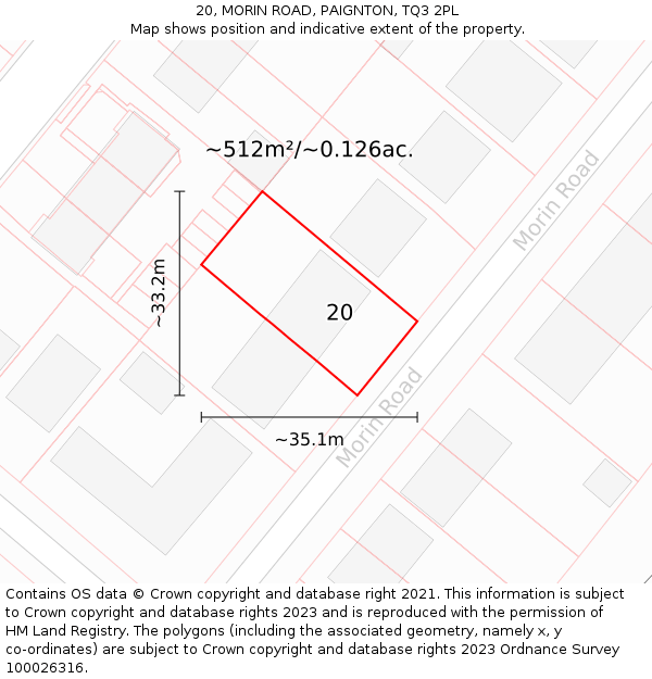 20, MORIN ROAD, PAIGNTON, TQ3 2PL: Plot and title map