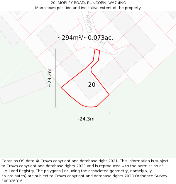 20, MORLEY ROAD, RUNCORN, WA7 4NS: Plot and title map