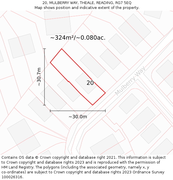 20, MULBERRY WAY, THEALE, READING, RG7 5EQ: Plot and title map