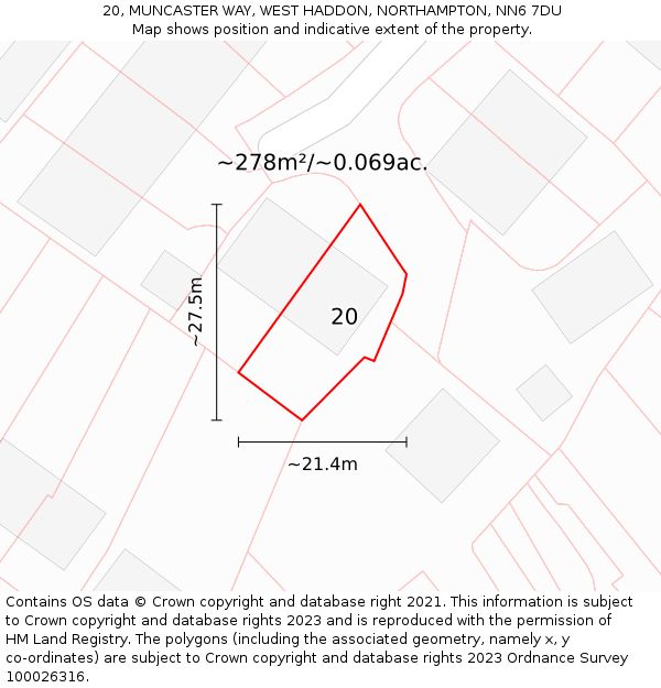 20, MUNCASTER WAY, WEST HADDON, NORTHAMPTON, NN6 7DU: Plot and title map