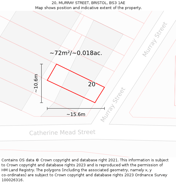 20, MURRAY STREET, BRISTOL, BS3 1AE: Plot and title map