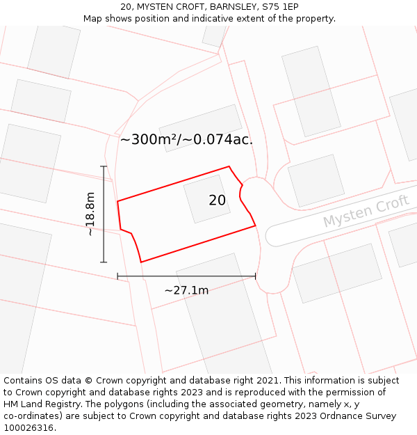 20, MYSTEN CROFT, BARNSLEY, S75 1EP: Plot and title map
