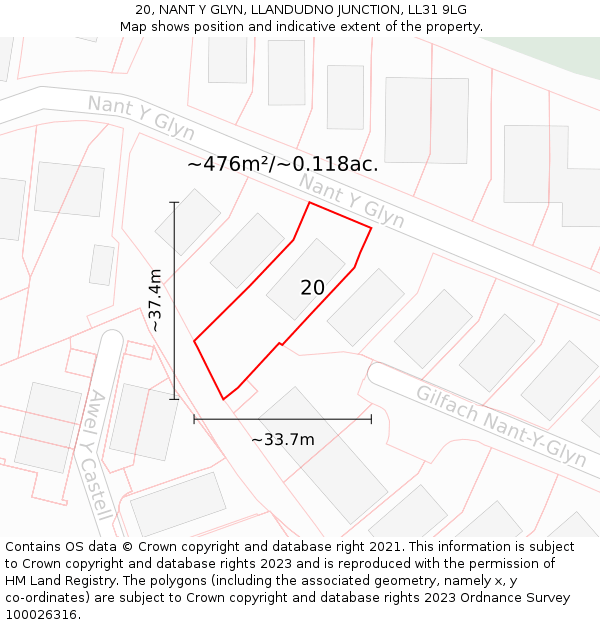 20, NANT Y GLYN, LLANDUDNO JUNCTION, LL31 9LG: Plot and title map