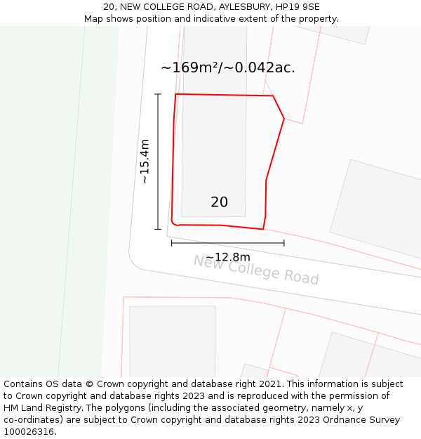 20, NEW COLLEGE ROAD, AYLESBURY, HP19 9SE: Plot and title map