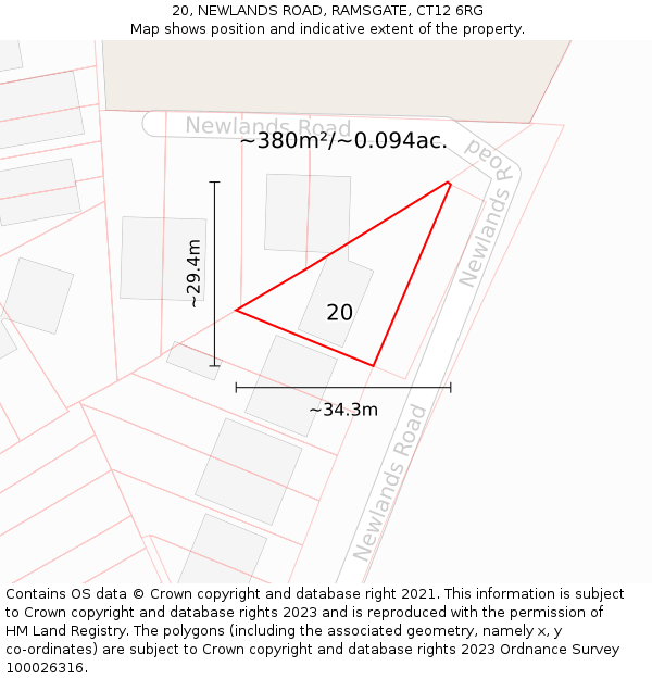 20, NEWLANDS ROAD, RAMSGATE, CT12 6RG: Plot and title map
