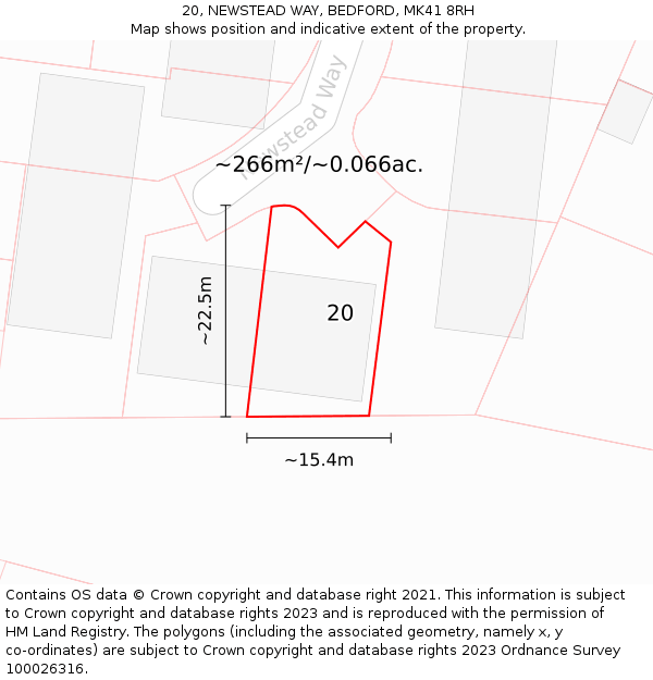 20, NEWSTEAD WAY, BEDFORD, MK41 8RH: Plot and title map