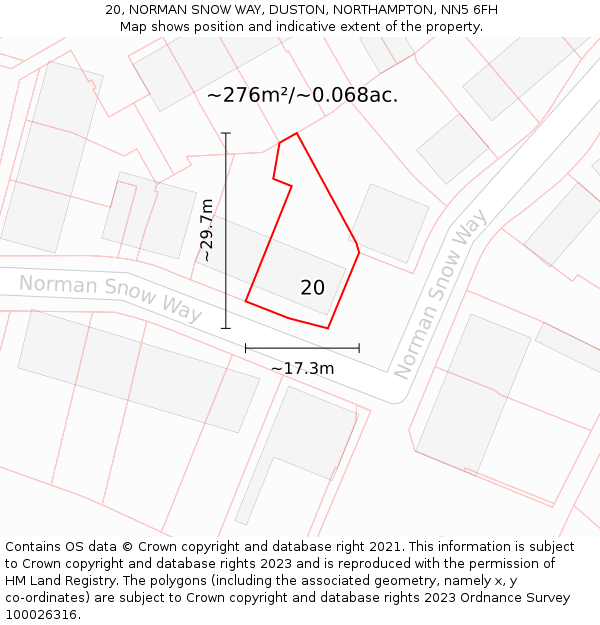 20, NORMAN SNOW WAY, DUSTON, NORTHAMPTON, NN5 6FH: Plot and title map