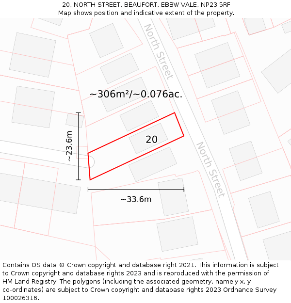 20, NORTH STREET, BEAUFORT, EBBW VALE, NP23 5RF: Plot and title map
