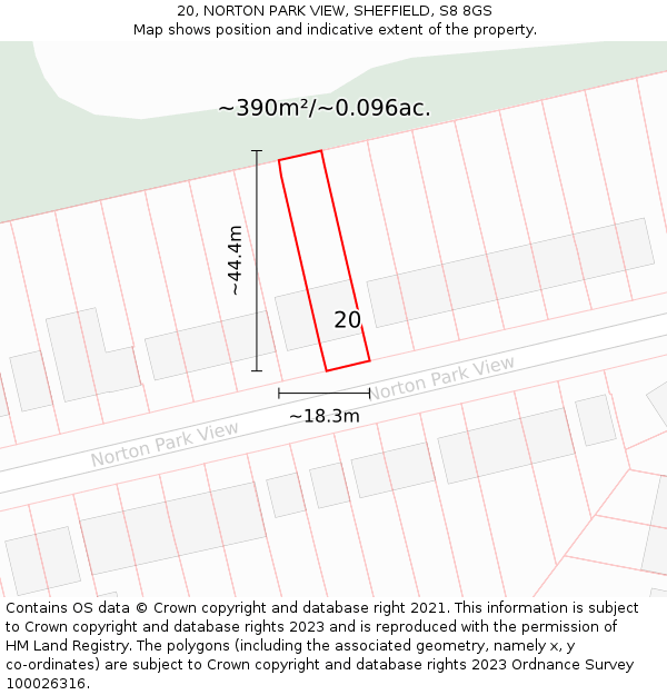 20, NORTON PARK VIEW, SHEFFIELD, S8 8GS: Plot and title map