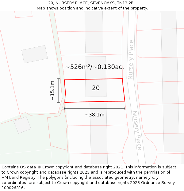 20, NURSERY PLACE, SEVENOAKS, TN13 2RH: Plot and title map