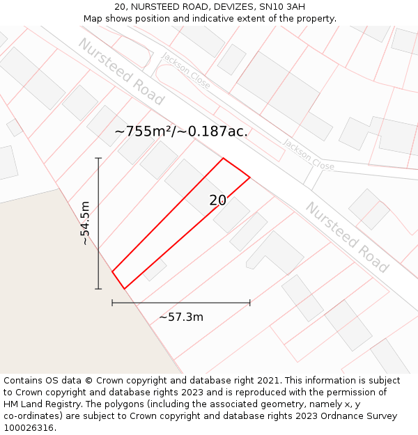 20, NURSTEED ROAD, DEVIZES, SN10 3AH: Plot and title map