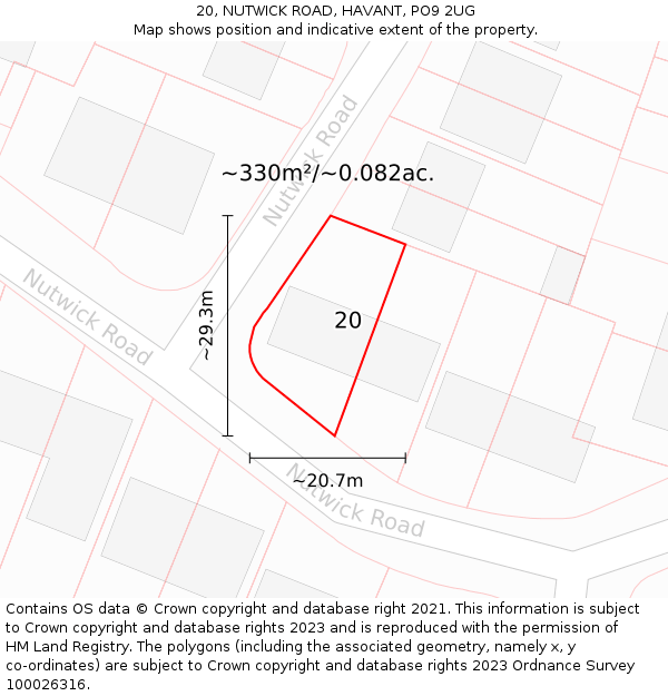 20, NUTWICK ROAD, HAVANT, PO9 2UG: Plot and title map