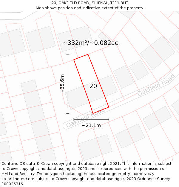 20, OAKFIELD ROAD, SHIFNAL, TF11 8HT: Plot and title map
