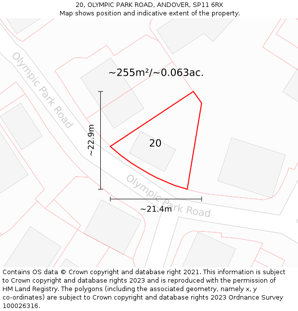 20, OLYMPIC PARK ROAD, ANDOVER, SP11 6RX: Plot and title map