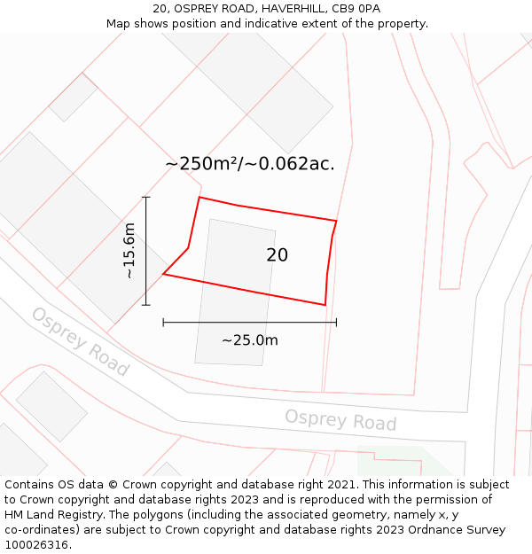 20, OSPREY ROAD, HAVERHILL, CB9 0PA: Plot and title map