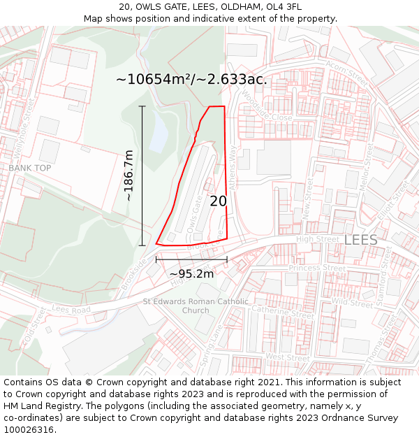 20, OWLS GATE, LEES, OLDHAM, OL4 3FL: Plot and title map