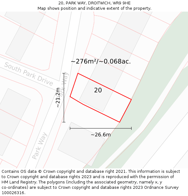 20, PARK WAY, DROITWICH, WR9 9HE: Plot and title map