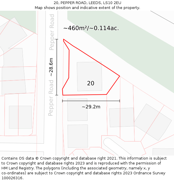 20, PEPPER ROAD, LEEDS, LS10 2EU: Plot and title map