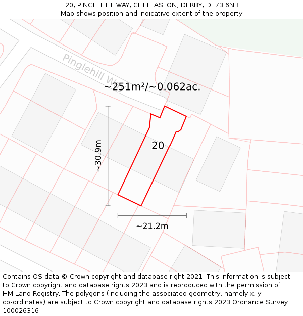 20, PINGLEHILL WAY, CHELLASTON, DERBY, DE73 6NB: Plot and title map
