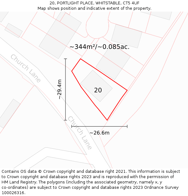 20, PORTLIGHT PLACE, WHITSTABLE, CT5 4UF: Plot and title map
