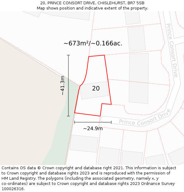 20, PRINCE CONSORT DRIVE, CHISLEHURST, BR7 5SB: Plot and title map