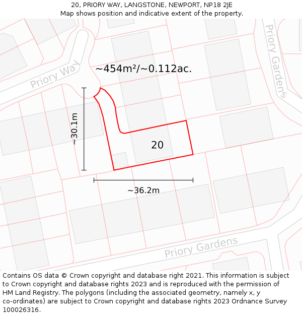 20, PRIORY WAY, LANGSTONE, NEWPORT, NP18 2JE: Plot and title map