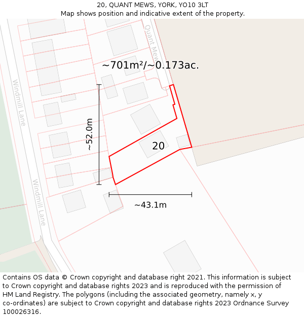 20, QUANT MEWS, YORK, YO10 3LT: Plot and title map