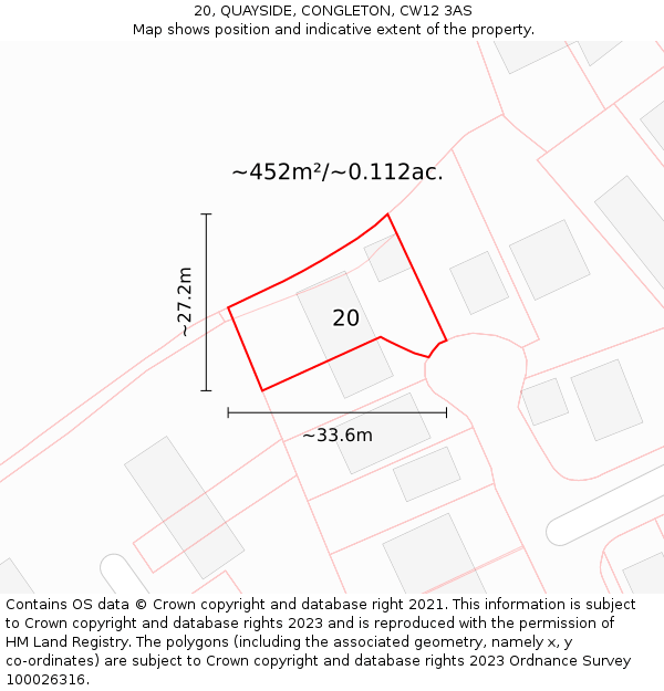 20, QUAYSIDE, CONGLETON, CW12 3AS: Plot and title map