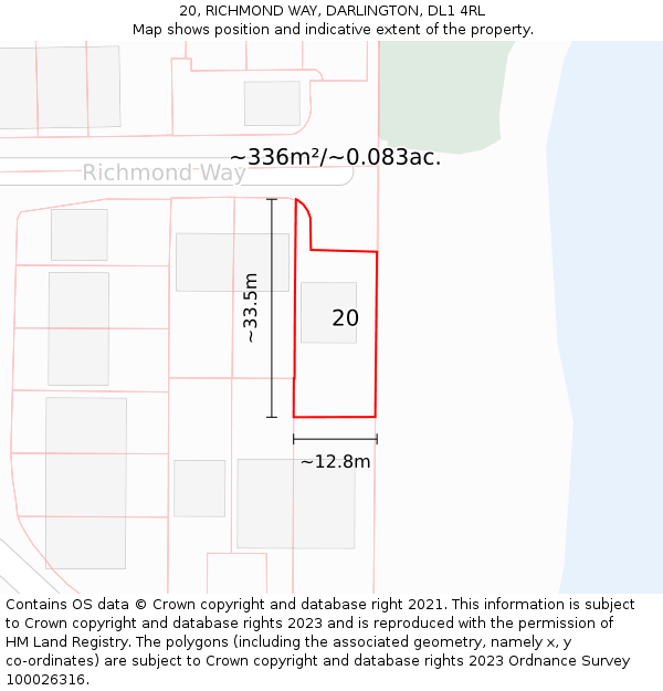 20, RICHMOND WAY, DARLINGTON, DL1 4RL: Plot and title map